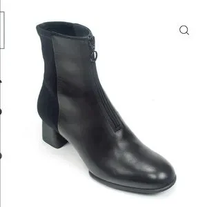 Camper Shoes Camper Katie Demi Boot Front Zip Black Leather